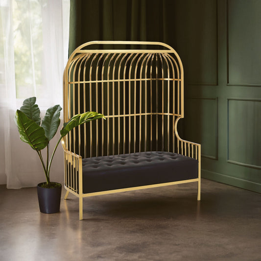 2 Seater Gold Dome Cage Sofa | Eliza