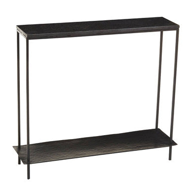 Black Marble Top Console Table with Sleek Open Metal Frame, Templar