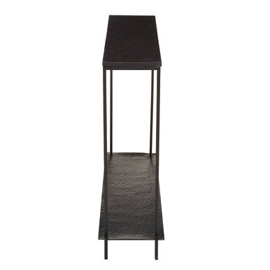 Black Marble Top Console Table with Sleek Open Metal Frame, Templar