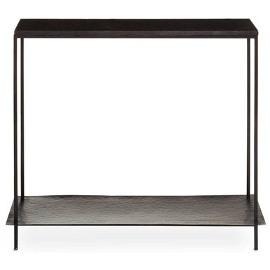 Black Marble Top Console Table with Sleek Open Metal Frame, Templar
