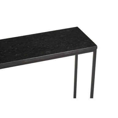 Black Marble Top Console Table with Sleek Open Metal Frame, Templar