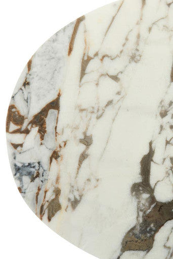 Doha White Marble Side Table with Fluted Base