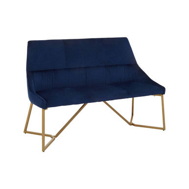 Vieste Midnight Blue Velvet Bench with Backrest