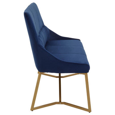 Vieste Midnight Blue Velvet Bench with Backrest
