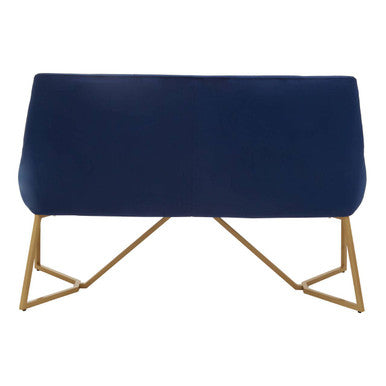 Vieste Midnight Blue Velvet Bench with Backrest