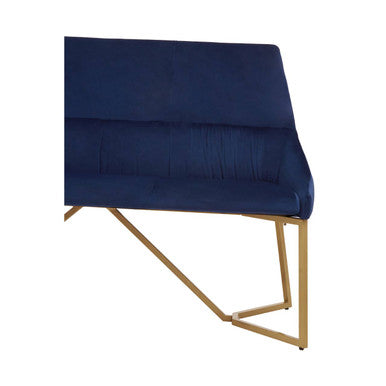 Vieste Midnight Blue Velvet Bench with Backrest