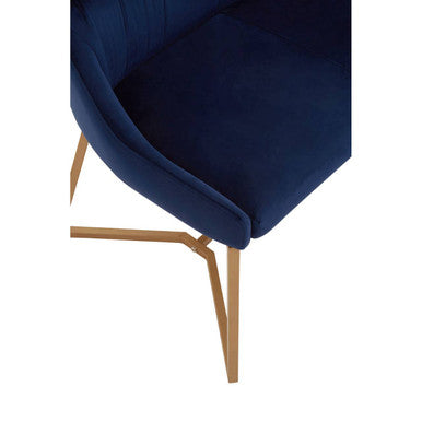 Vieste Midnight Blue Velvet Bench with Backrest