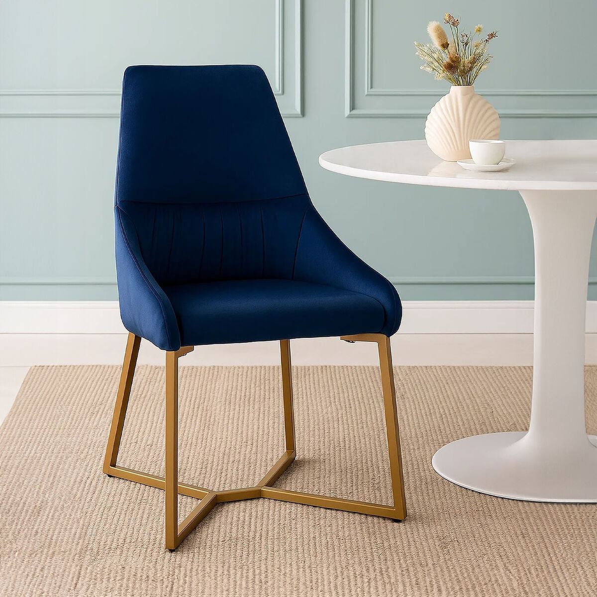 Vieste Midnight Blue Velvet Dining Chair