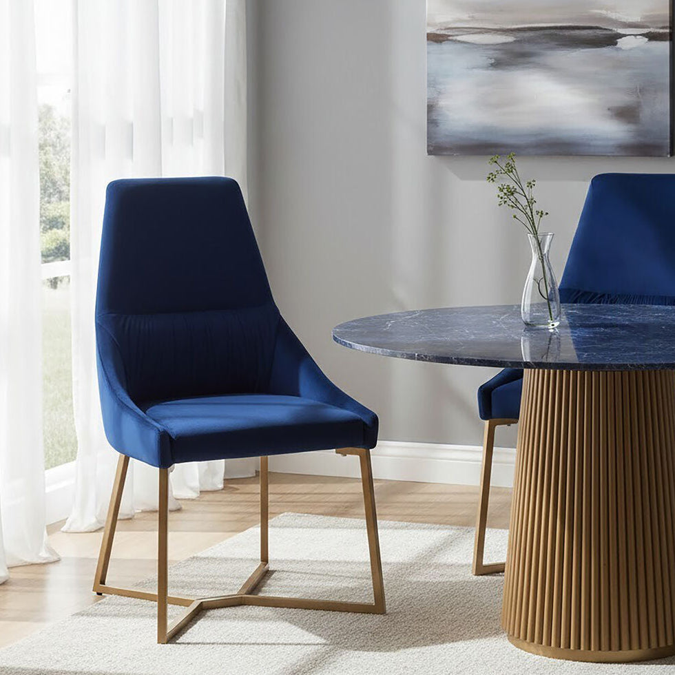 Vieste Midnight Blue Velvet Dining Chair