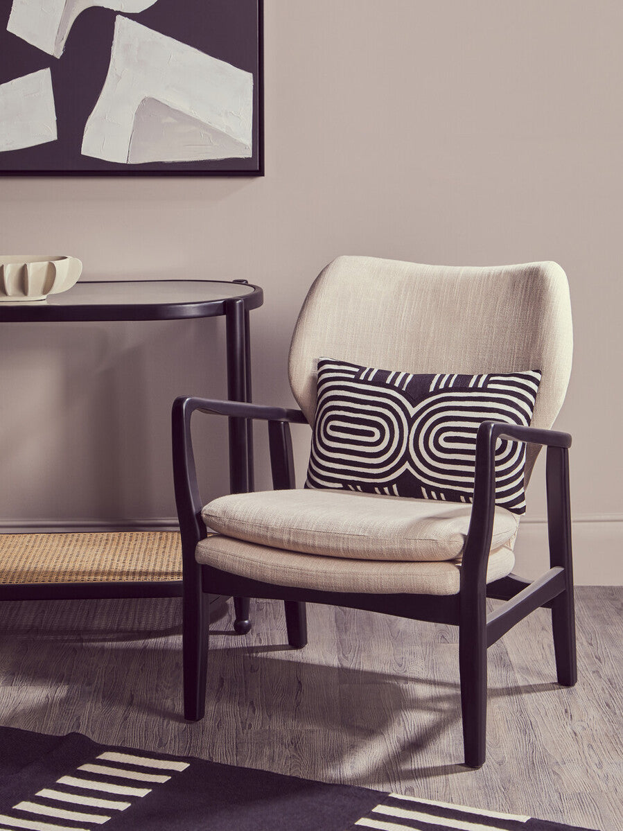 Black Elm Wooden Frame and Clear Glass Top 2-Tier Console Table with Natural Rattan Shelf, Cebu
