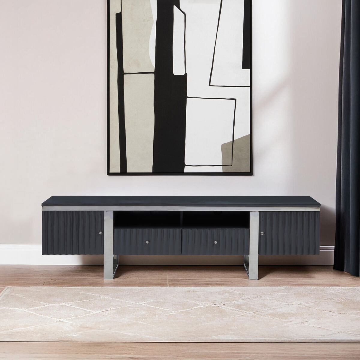 Genoa Grey Gloss Finish Media Unit