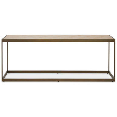 Brown Oak Veneer Top and Brushed Brass Frame Coffee Table, Grenoble