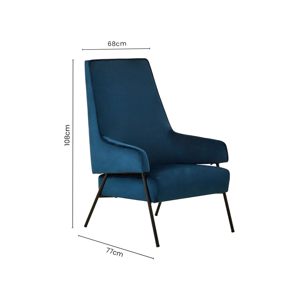 Henia Blue Velvet High Back Chair