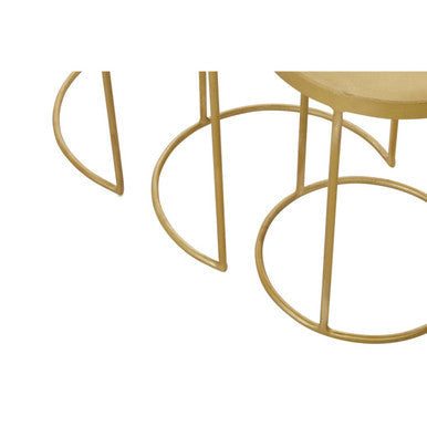 Suar Antique Brass Finish Set of 3 Nesting Side Tables
