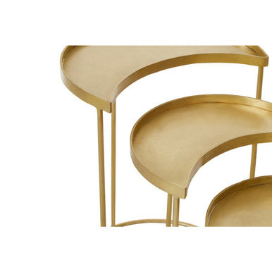 Suar Antique Brass Finish Set of 3 Nesting Side Tables
