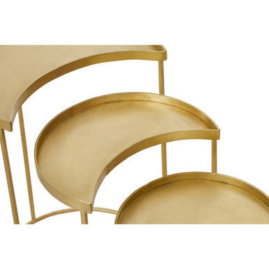Suar Antique Brass Finish Set of 3 Nesting Side Tables