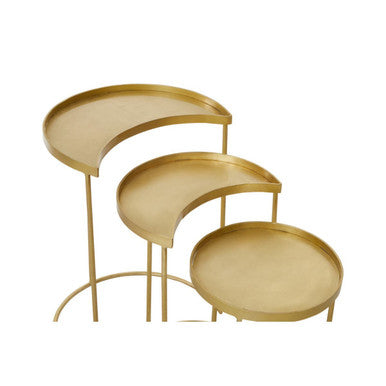 Suar Antique Brass Finish Set of 3 Nesting Side Tables