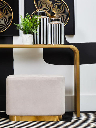 Hartford Mink Velvet and Matte Gold Rectangular Pouffe
