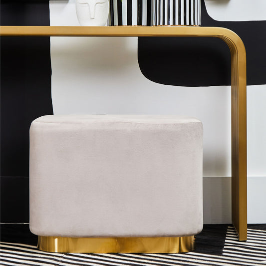 Hartford Mink Velvet and Matte Gold Rectangular Pouffe