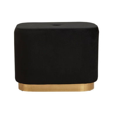 Black Velvet and Matte Gold Rectangular Pouffe | Hartford