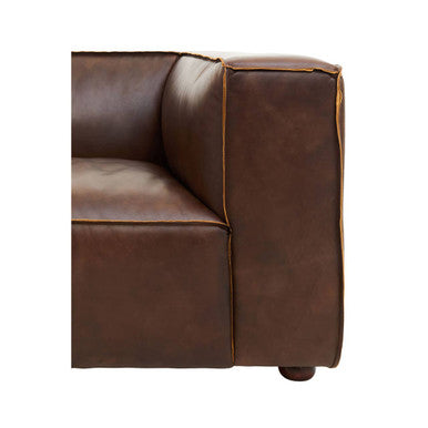 3 Seater Antique Brown Leather Sofa, King