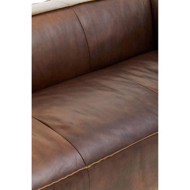 3 Seater Antique Brown Leather Sofa, King