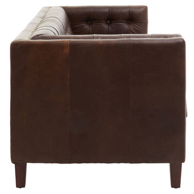 3 Seater Modern Chesterfield Dark Brown Leather Sofa, King