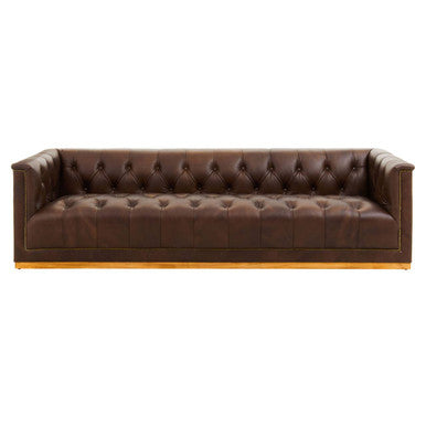3 Seater Modern Chesterfield Dark Brown Leather Sofa | King