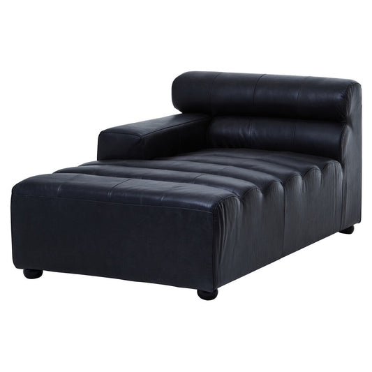 Antique Black Left Arm Leather Modular Chaise Sofa, King