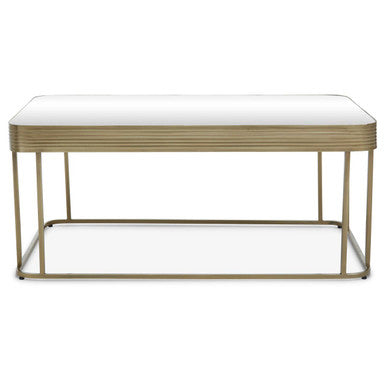 Gold Metal Coffee Table with Mirrored Top and Decorative Textured Edge, Ella