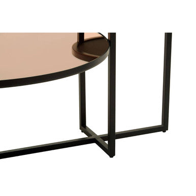 Smoked Mirror Top and Black Wooden Frame 2-Tier Coffee Table, Cercle