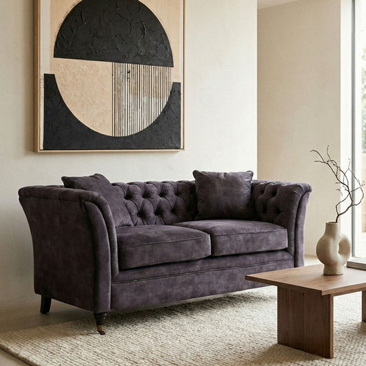 2 Seater Grey Velvet Sofa | Sabrina