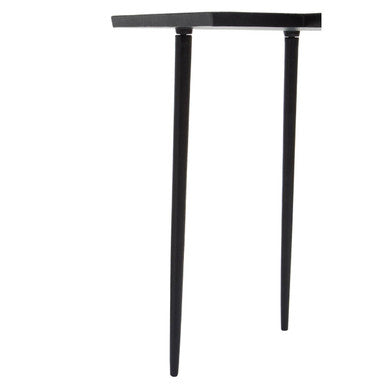 Black Nickel Metal Top Futuristic Abstract Side Table with Black Frame, Simbolo