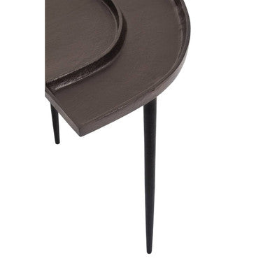 Brown Bronze Metal Top Abstract Side Table with Black Legs, Simbolo