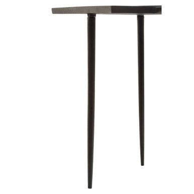 Brown Bronze Metal Top Abstract Side Table with Black Legs, Simbolo