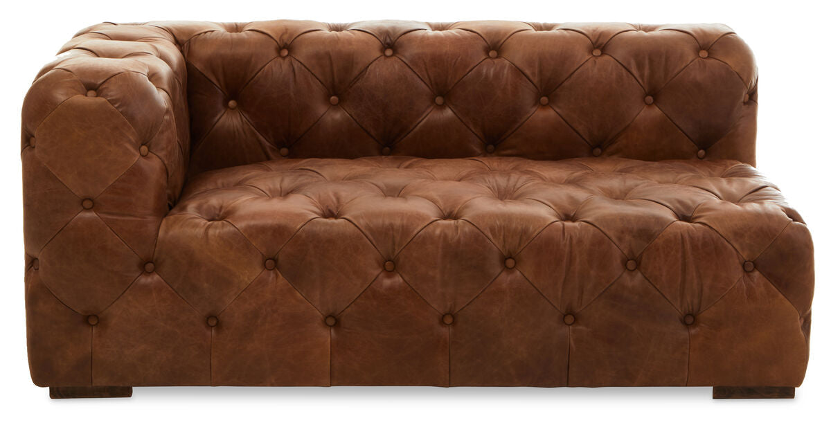 Brown Leather Left Arm Modern Chesterfield Sofa, Hoxton