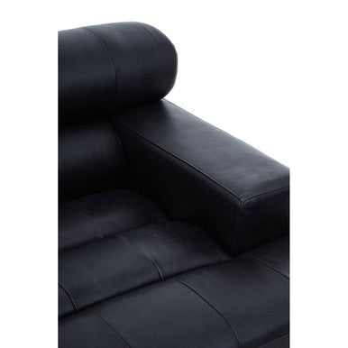 King Antique Black Leather Right Hand Modular Sofa Chair