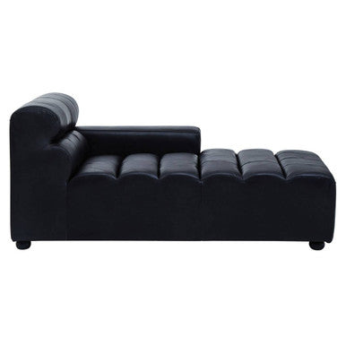 King Antique Black Leather Right Hand Modular Chaise Sofa