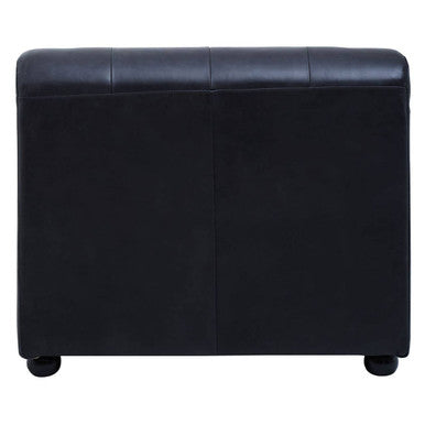 King Antique Black Leather Right Hand Modular Chaise Sofa