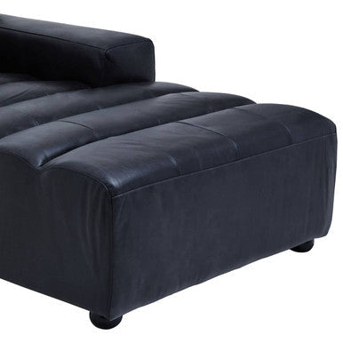 King Antique Black Leather Right Hand Modular Chaise Sofa