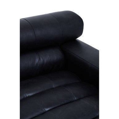 King Antique Black Leather Right Hand Modular Chaise Sofa