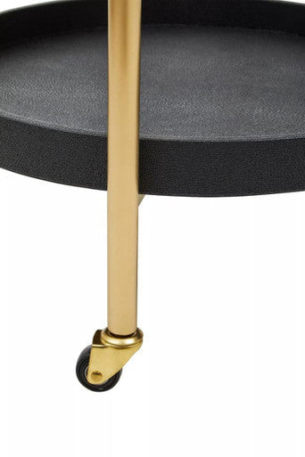 Cardoba Two Tier Black Faux Shagreen Tray Table Trolley