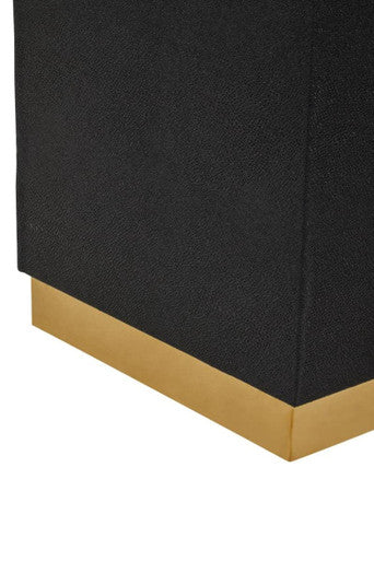 Black Shagreen Effect Square Top Side Table and Stool with Gold Metal Base, Cardoba