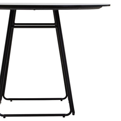 White Ceramic Marble Effect Round Top Dining Table with Black Metal Base, Imperia