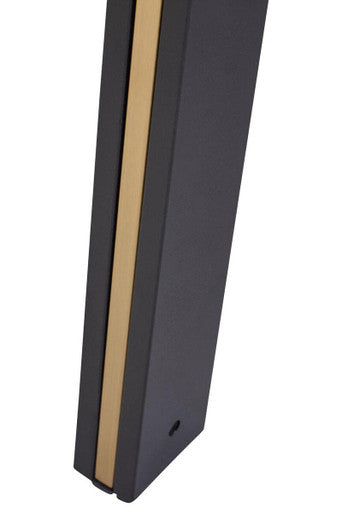 Grey Marble Effect Ceramic Top Dining Table with Black Metal Legs and Gold Detail, Imperia