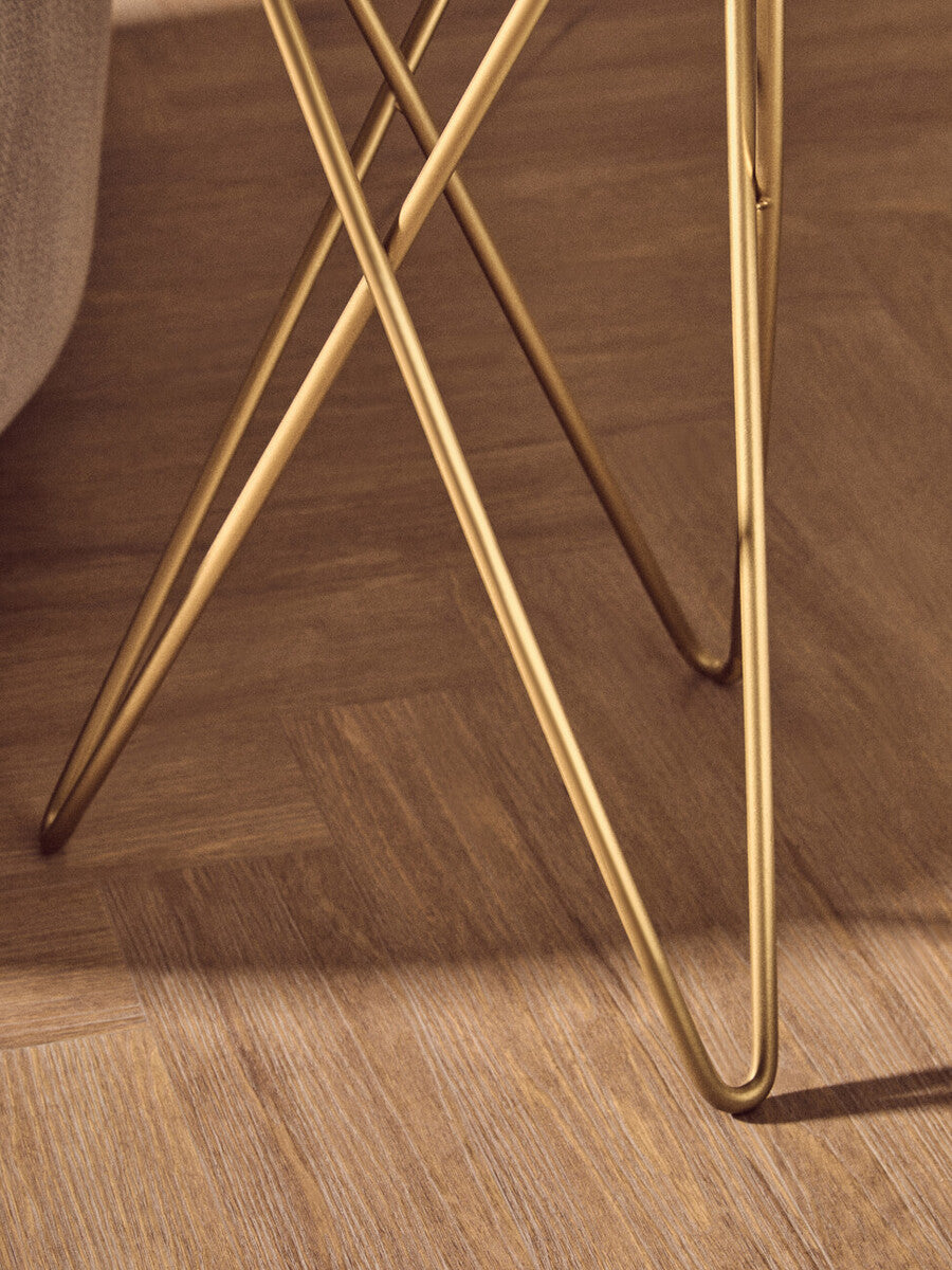 Agate Top Side Table with Gold Finish Trim and Hairpin Metal Legs, Jaipur