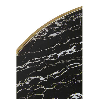 Black Marble Effect Glass Top Coffee Table with Gold Finish Base, Oria