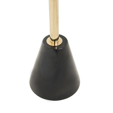 Black Glass Top Side Table with Gold Metal Column and Black Marble Base, Oria