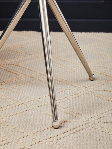 Clear Glass Top Side Table with Silver Stainless Steel Tripod Frame, Oria
