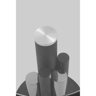 Clear Glass Top Side Table with Black and Silver Five Column Base, Oria